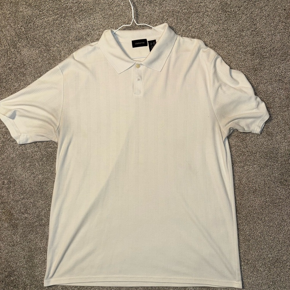 Clairborne Textured white polo shirt XXL